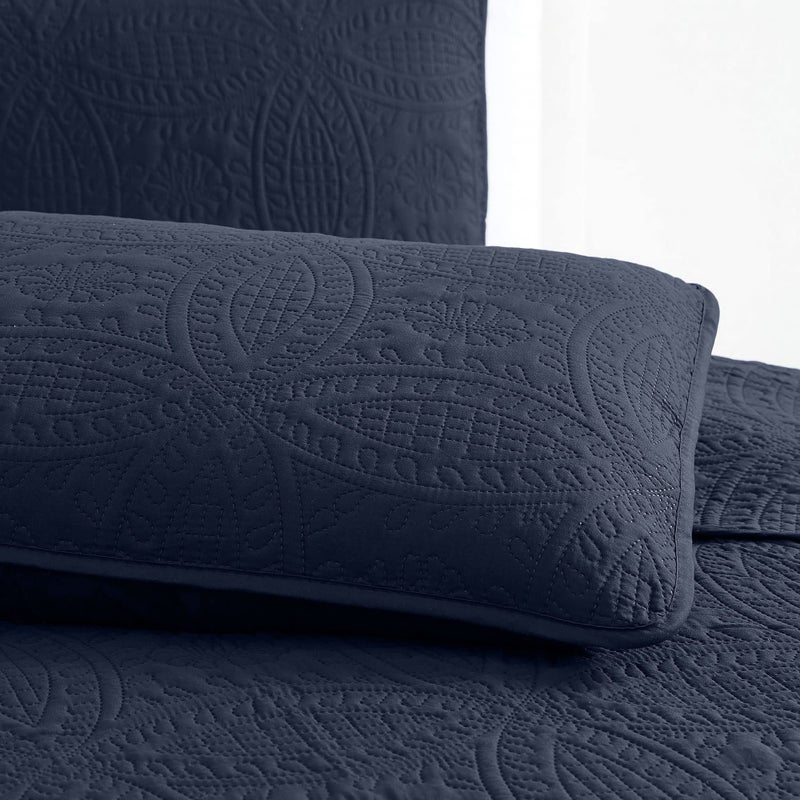 Mellanni King Bedspread Coverlet Set - Bedding Cover with Shams - Ultrasonic Quilting Technology - 3 Piece Oversized Quilt Set - Bedspreads & Coverlets (King, Navy) - Image 5